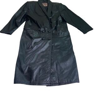 Vintage Leather 90s UK Goth Biker Long Trenchcoat Gothic Motorcycle Vamp Matrix